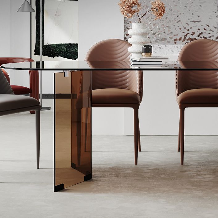 Glass Contemporary Free Form Dining Table Clear Glass Table for Dining Room and Kitchen