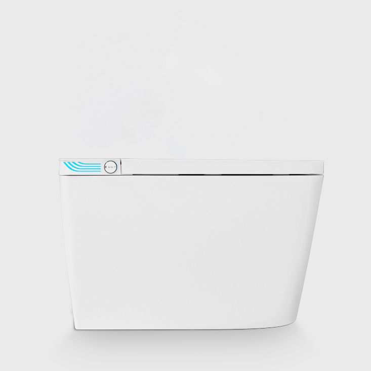Smart Toilet Elongated White Ceramic Contemporary Foot Sensor