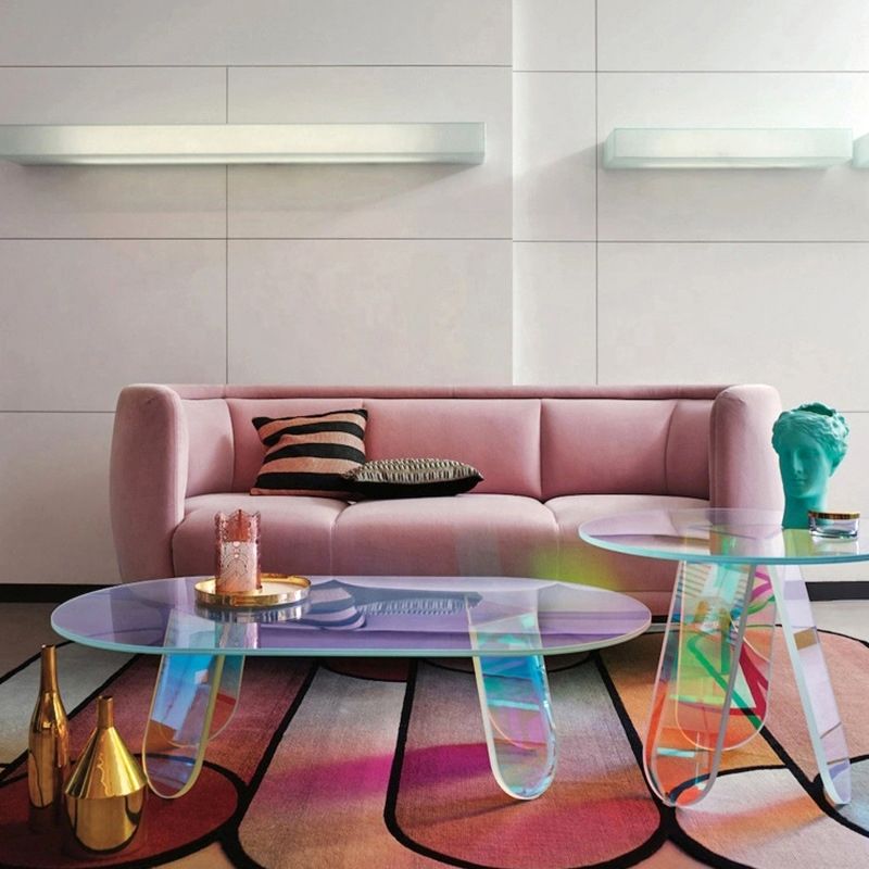 Modern Round/Elliptical Coffee Table Colored Plastic Cocktail Table