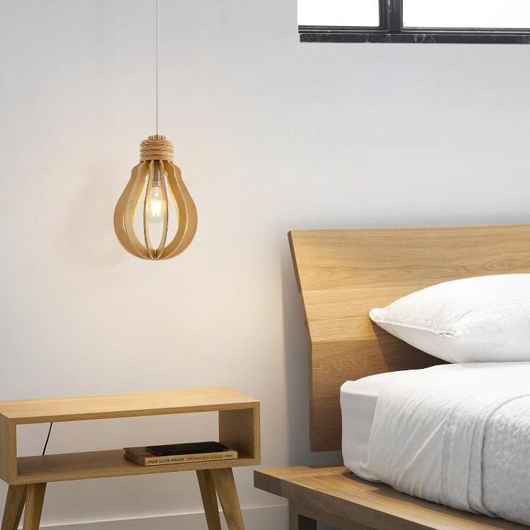 Pendulum a pendolo a gabbia in legno moderno ciondolo sospeso in legno per sala da pranzo