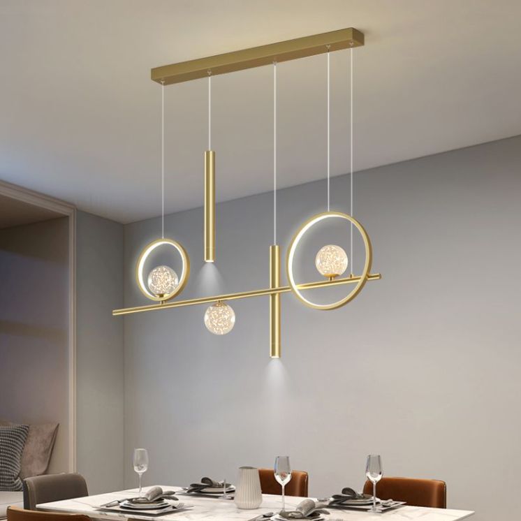 Luz colgante de isla lineal LED de aluminio en moderna luz de techo de hierro forjado de estilo nórdico con sombra de silicona