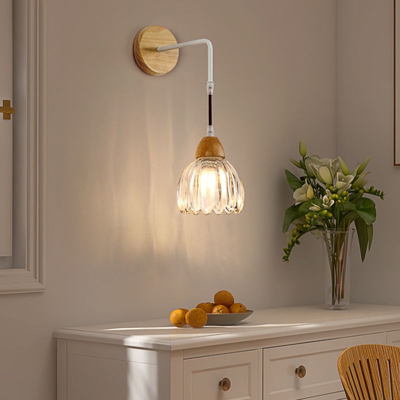 Japanese Style Wall Light Geometry Shape Wall Lamp with Glass Shade for Living Room