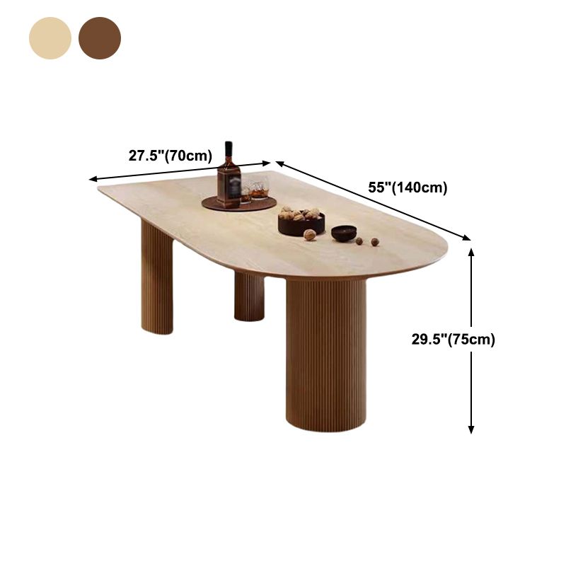 Table de salle à manger en bois massif de forme libre, table de dinette moderne avec 3 pieds