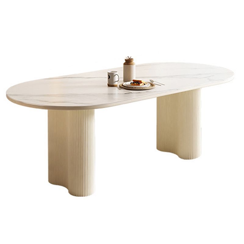 Contemporary Sintered Stone Dining Table Oval Dinner Room Table