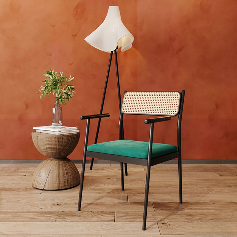 Contemporary Metal Frame Dining Armchair Upholstered Velvet Arm Chair for Home
