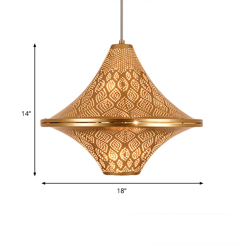 Vliegende schotel plafondlamp Arabisch 14 "/21,5" H 1 lamp metalen hanglampverlichtingsarmatuur in messing