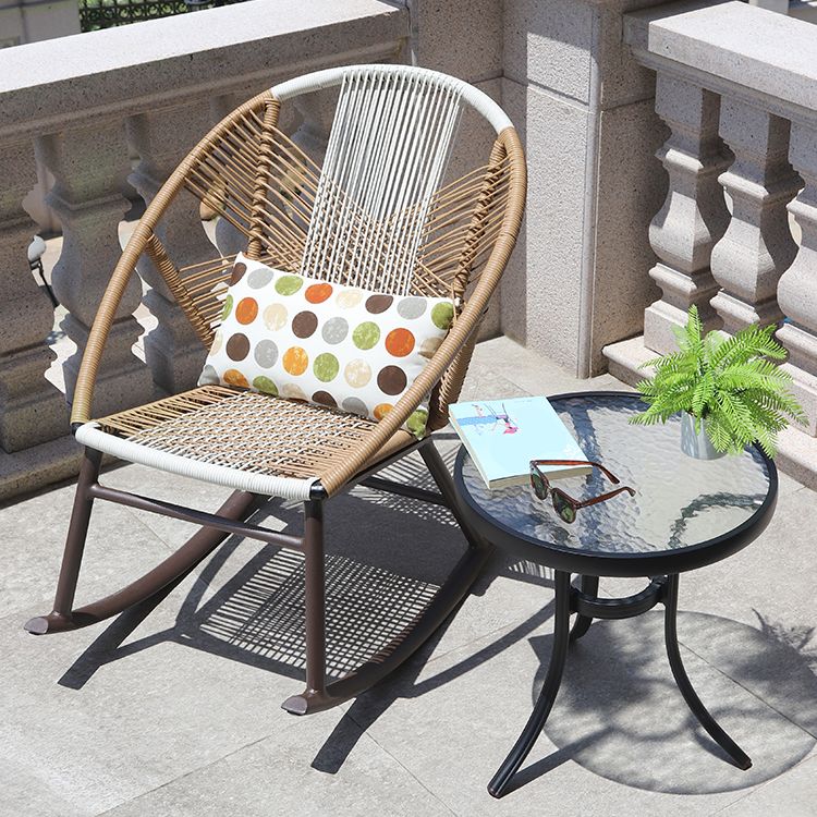 Contemporary Rocking Chair Wicker Spindle Backrest Metal Chair Legs Porch Rocking Chair