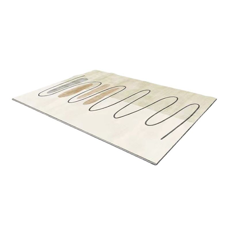 Beige Simplicity Teppich Polyester Linie Teppich Färbung widerstandsfähiger Teppich für Wohnzimmer