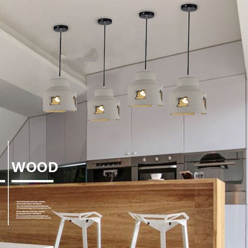 Gray Cement Hanging Light Fixtures Simplicity Suspension Pendant for Bedroom
