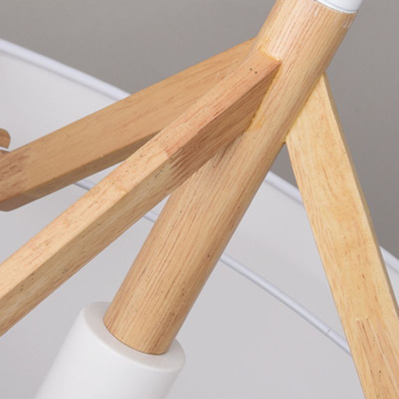 Off White Fabric Shade Chandelier Drum Shape Ceiling Lights