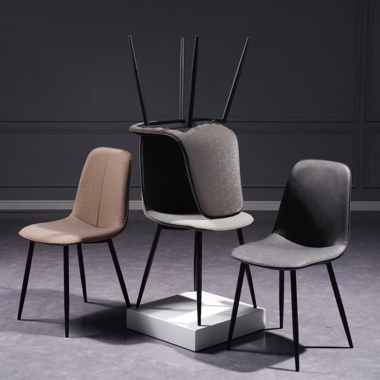 Chaise d'appoint de cuisine scandinave en cuir, finition mate, chaise de salle à manger à dossier solide