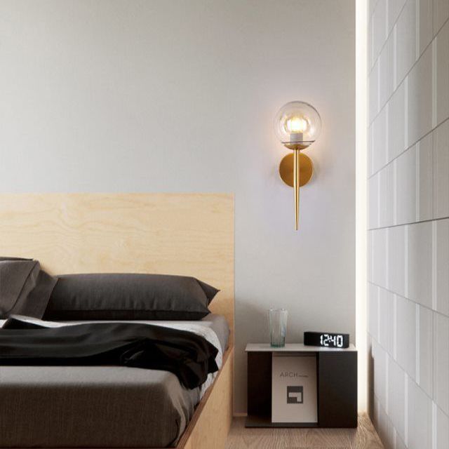 Spherical Bedroom Wall Sconce Lighting Glass Simplicity Style Sconce Light Fixture