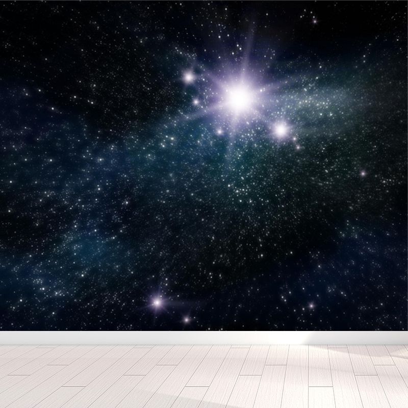 Autocollant Mural imprimé galaxie ciel nocturne, décoration murale moderne de couleur foncée pour chambre d'enfant