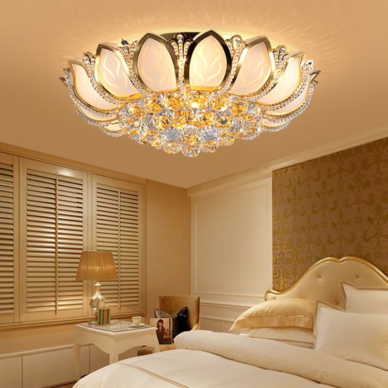 Fleur cristal encastré plafonnier style moderne or encastré luminaire
