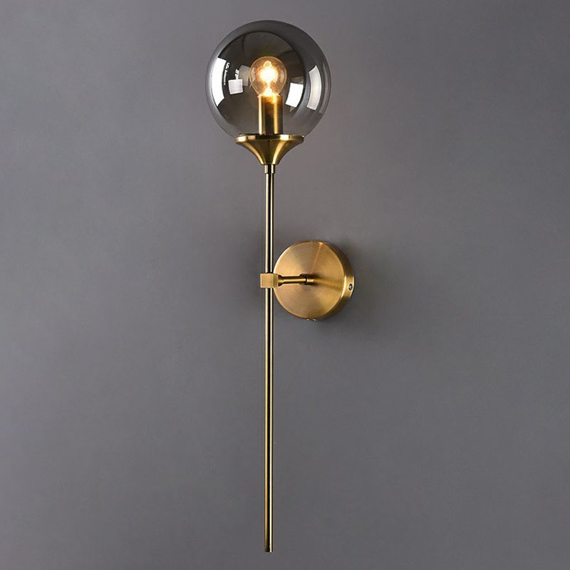 Lámpara de montaje de pared global de vidrio Luz de apliques de pared de latón posmoderno posmoderno con brazo lápiz