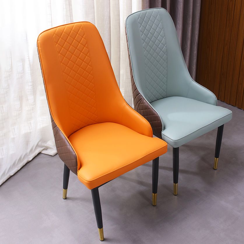 Minimalist Style Upholstered Side Chair Leather Dining Armless Chair for Home Use
