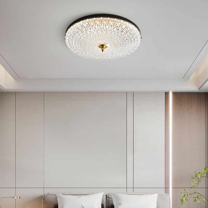 Contemporary Golden/Black Single Flush Mount Lighting LED Acrylic Ceiling Light