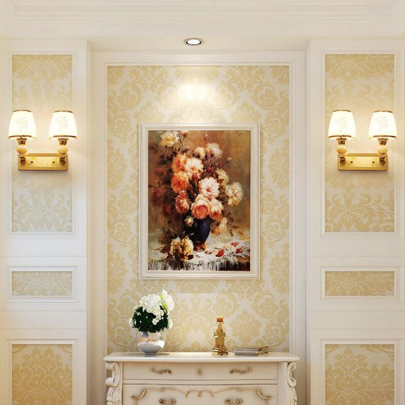 Lampada di pannello in vetro bianco a 2 teste Stile Specchio Ombretto Idee di illuminazione da parete del soggiorno