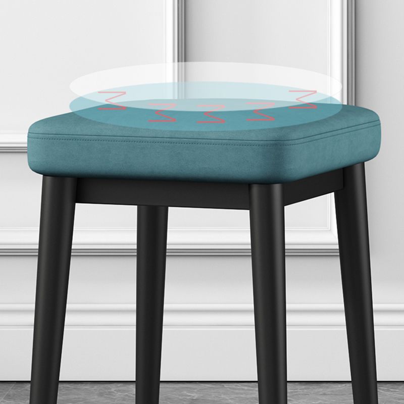 Square Ottoman Solid Color Upholstered Metal Frame Fabric Standard Ottoman