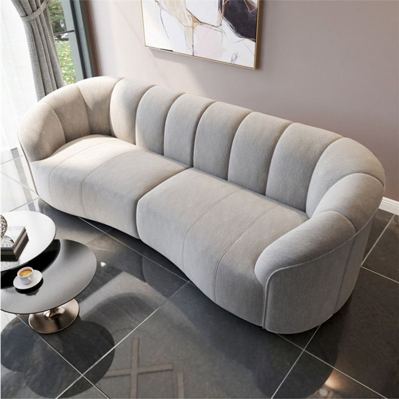 29.52" High Tuxedo Arm Sofa Gray Modern 3/4-seater Fabric Sofa