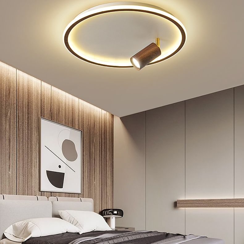 1 Spotlight Minimalism Circle Flush Mount Ceiling Light Aluminum Bedroom Flush Light