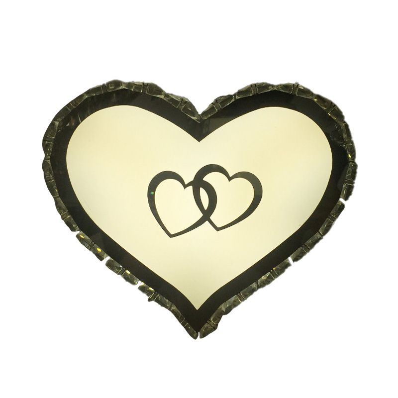 LED Bedroom Wall Sconce Lighting Simple White Wall Light Fixture with Heart-Shaped Crystal Shade in Warm/White/2 Color Light