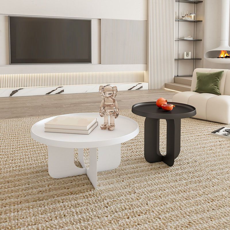 Modern Pedestal Round Coffee Table Set Tray Top Cocktail Table