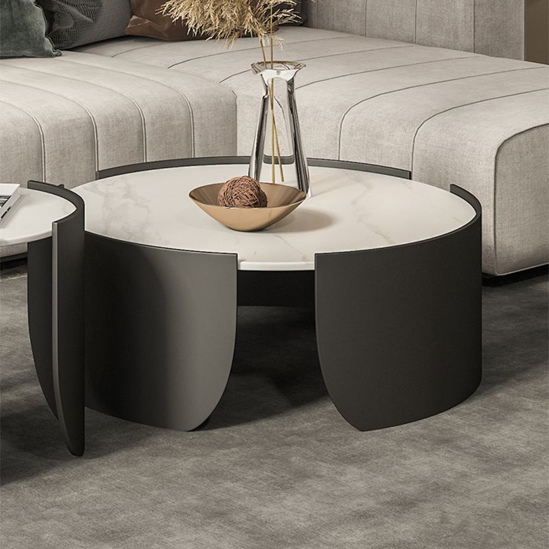 Slate Top Coffee Cocktail Table Tray Top Round Abstract Coffee or End Table