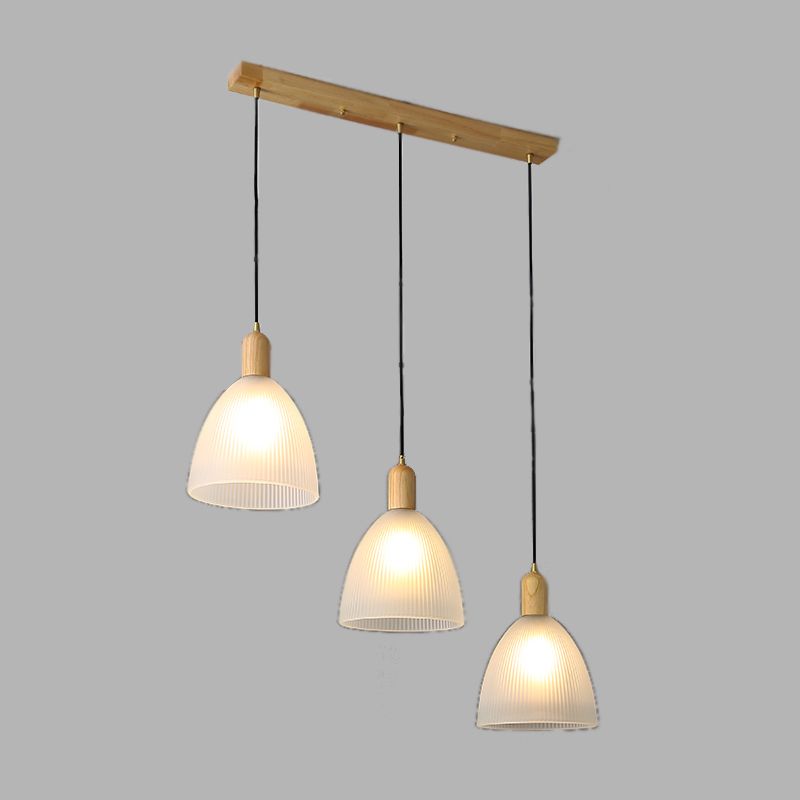 Wooden Dome Pendant Light in Modern Concise Style Glass Indoor Hanging Lamp