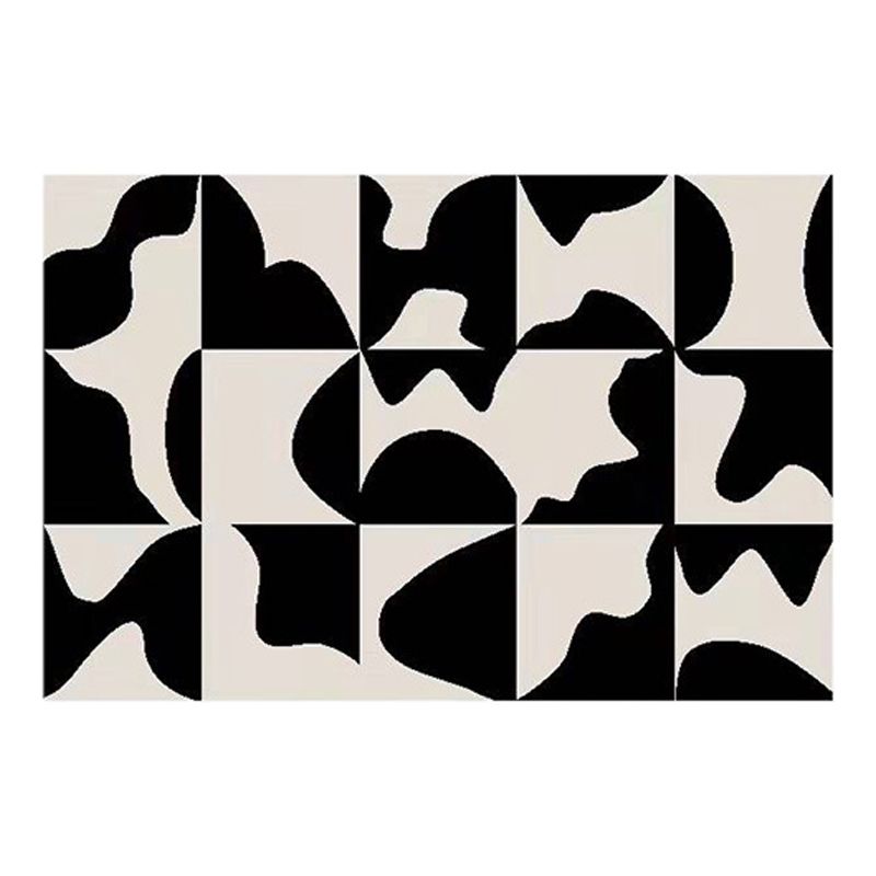 Chic Geometric Pattern Rug Black Modern Carpet Anti-Slip Washable Area Rug for Home Decor