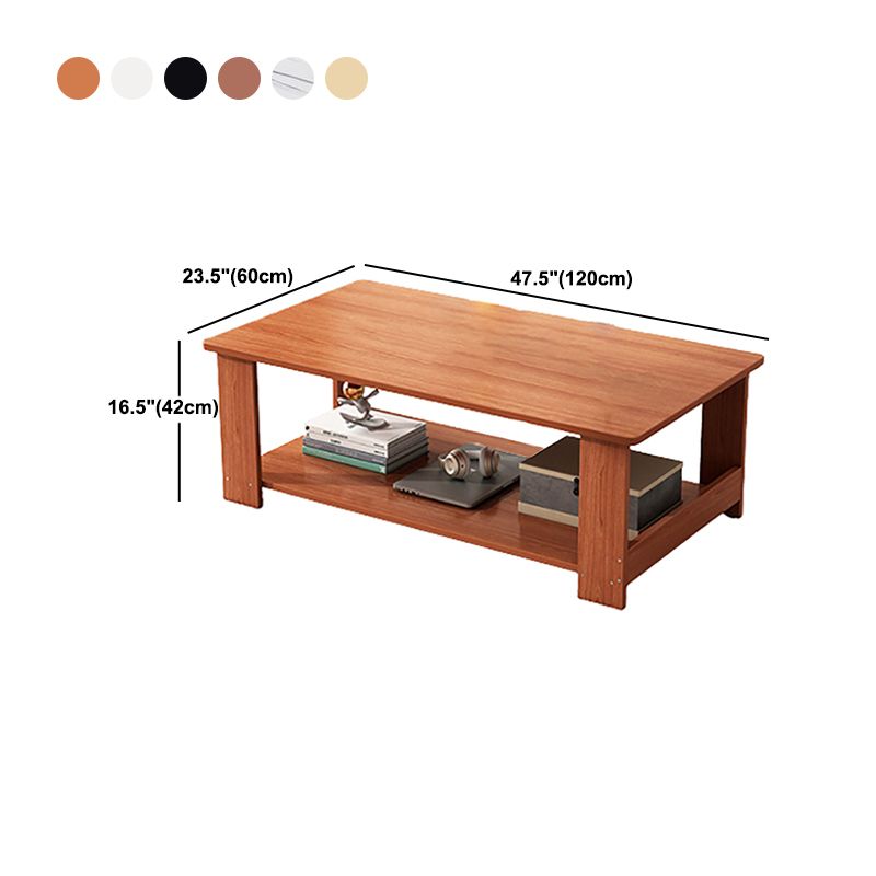 Modern Wooden Coffee Table with Storage and 4 Legs Bunching Tables