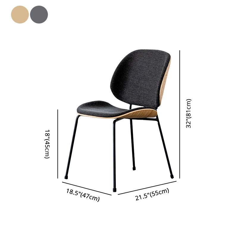 Minimalist Style Linen Fabric Dining Chair Open Back Dining Side Chair for Kitchen