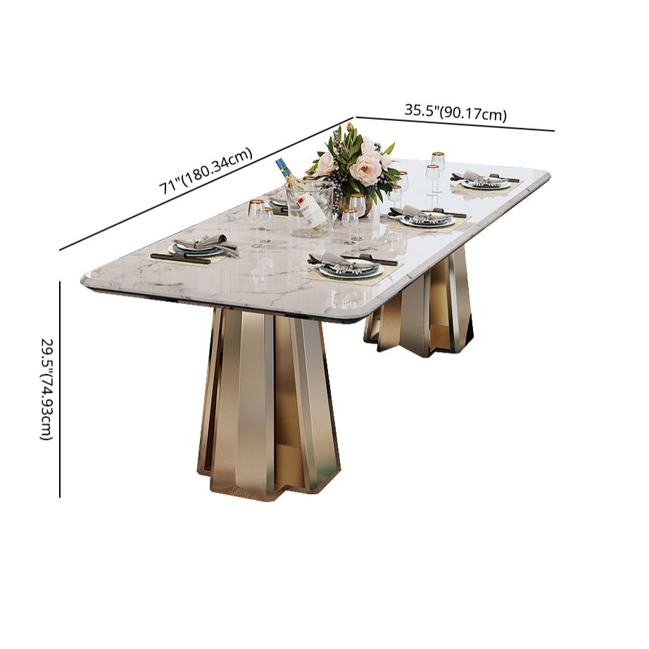 Juego de comidas de mármol de estilo minimalista con mesa de altura tradicional y base de doble pedestal