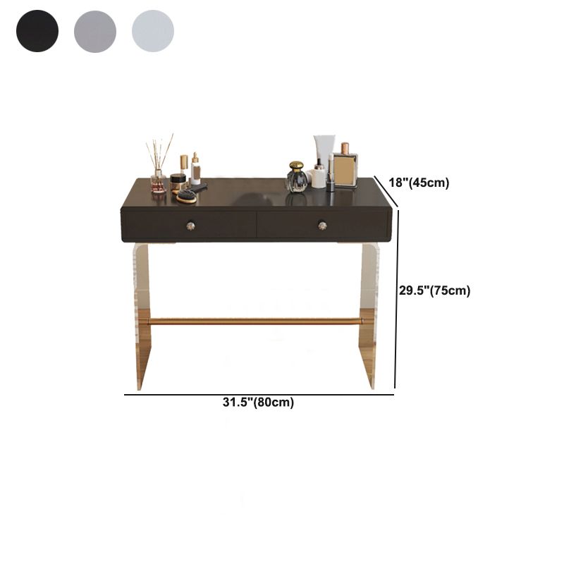 2 Drawers Clear Acrylic Makeup Table Contemporary 17.72" D Vanity Set with Stool & Mirror