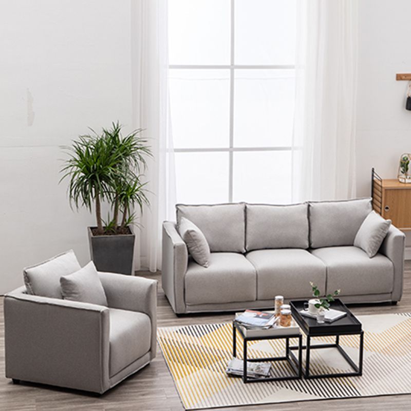 Contemporary Sofa with 2 Pillows Square Arm Living Room Settee