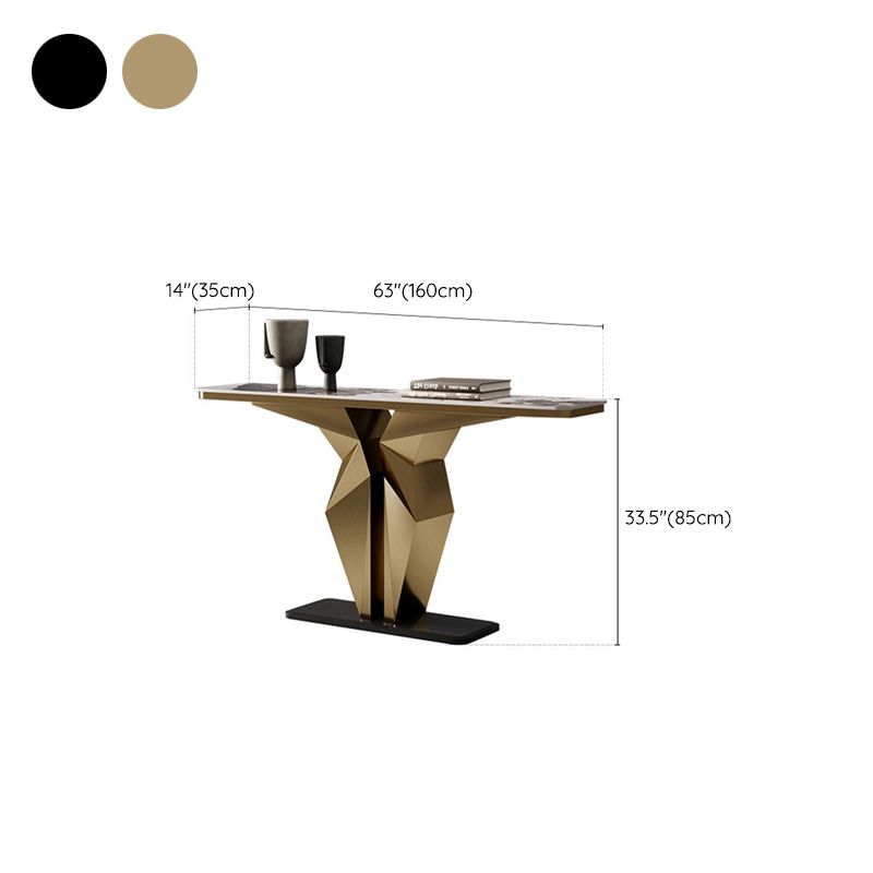 Glam Rectangle Console Table Stone Console Sofa Table for Hall