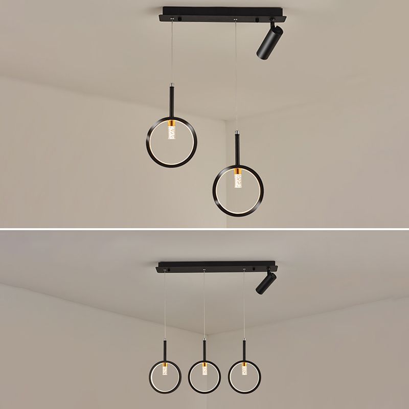 Modern Creative Linear Island Pendant Light Wought Iron Indoor LED Ceiling Light with Acrylic Shade