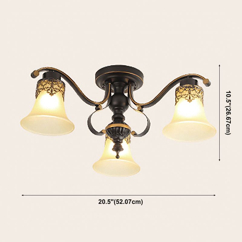 Lámpara de techo de estilo tradicional retro Luz de montaje empotrado de vidrio blanco para dormitorio