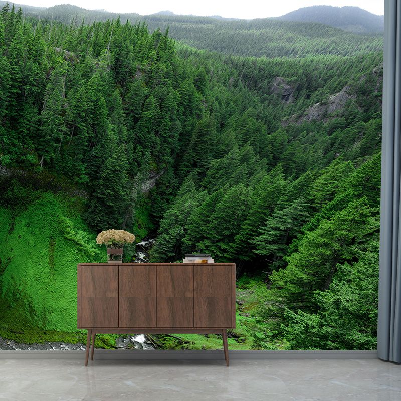 Mountain and Waterfall Mural Wallpaper Wall Covering Mildew Resistant for Sleeping Room