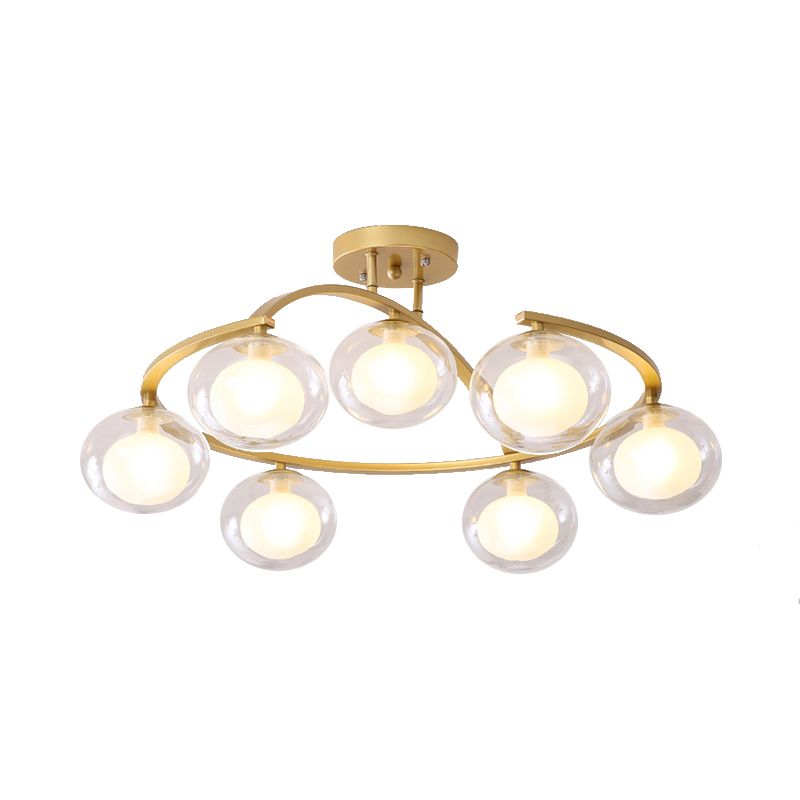 Mont semi-plafond du bras Twist avec une teinte ovale lampe au plafond en métal contemporain pour le café