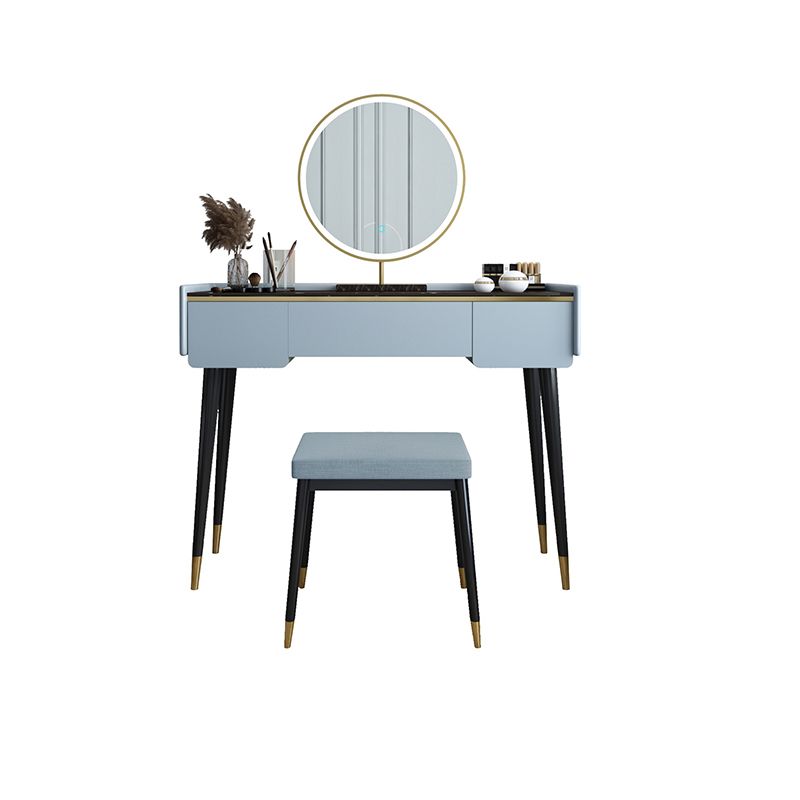Glam Wooden Frame Dressing Table Slate Top Vanity with Drawers