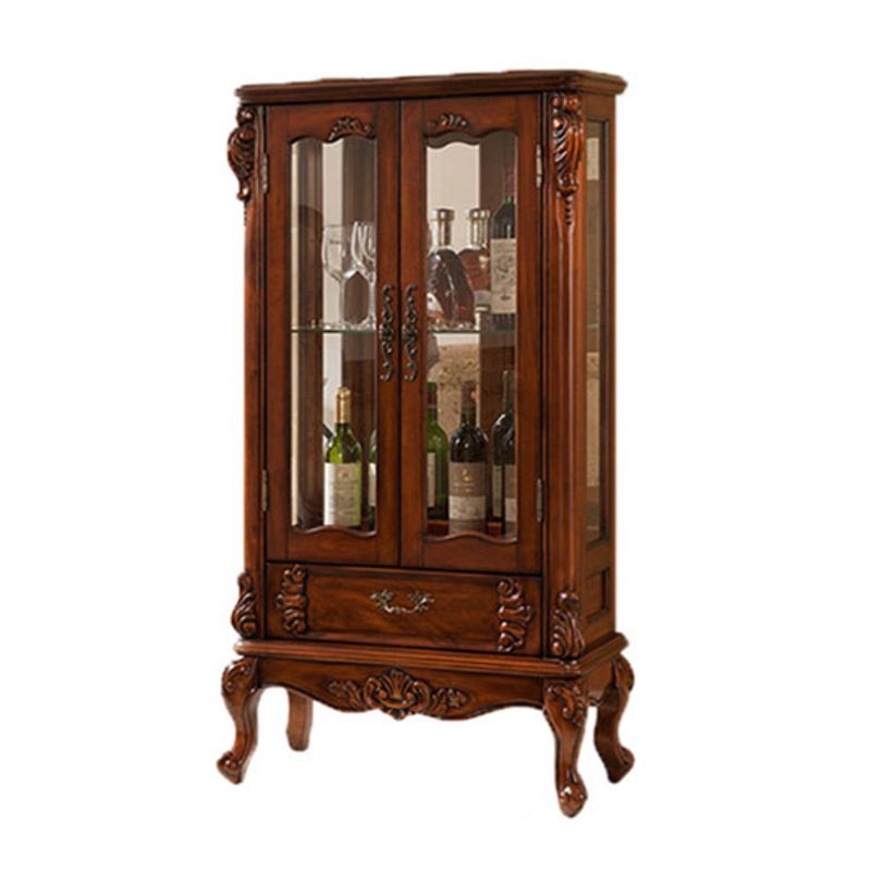 Traditional Glass Doors Curio Cabinet Birch Storage Cabinet for Home