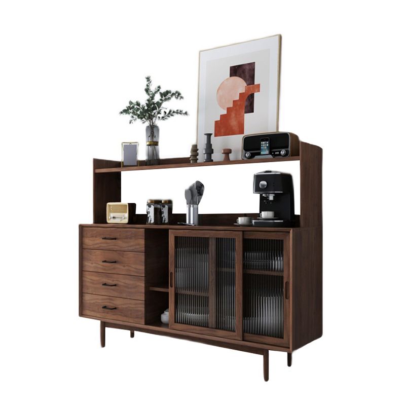 Modern Dining Hutch Pine Buffet Cabinet with Drawers for Dining Room