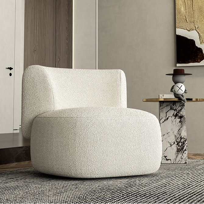 Scandinavian Settee Fabric Living Room Armless Curved Cushions White Sofa