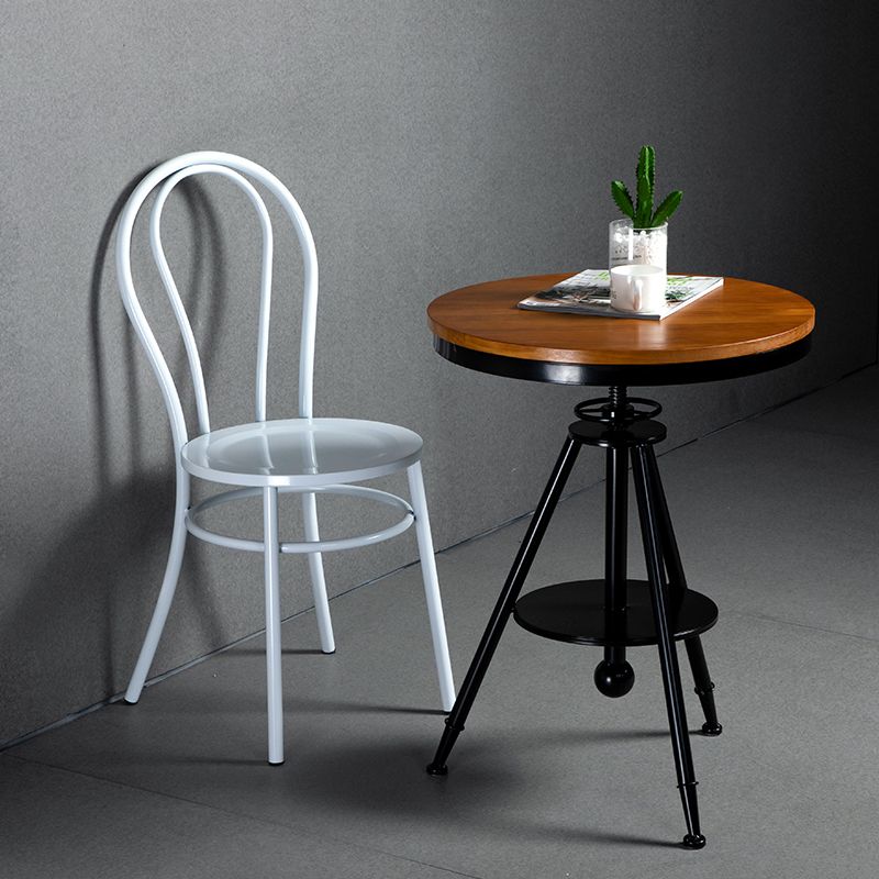 White and Black Dining Chairs Industrial Iron Armless Dining Side Chair
