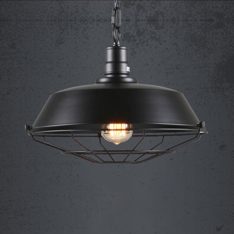 Luce a sospensione in ferro battuto a 1 luce vintage fienile a soffitto per la barra