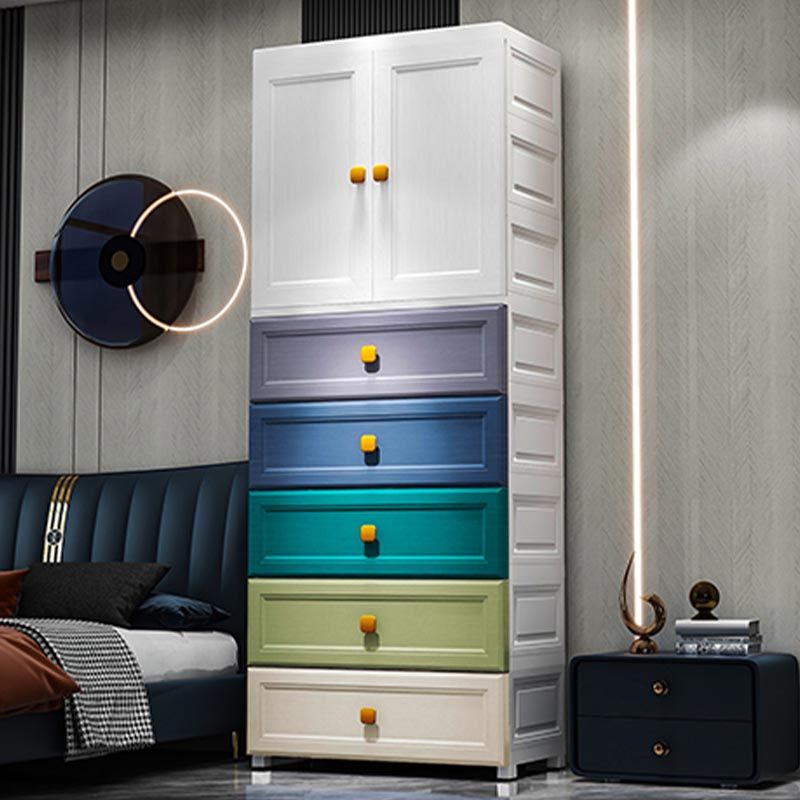 Hinged 1-Door Wardrobe Armoire Contemporary Plastic Wardrobe Closet