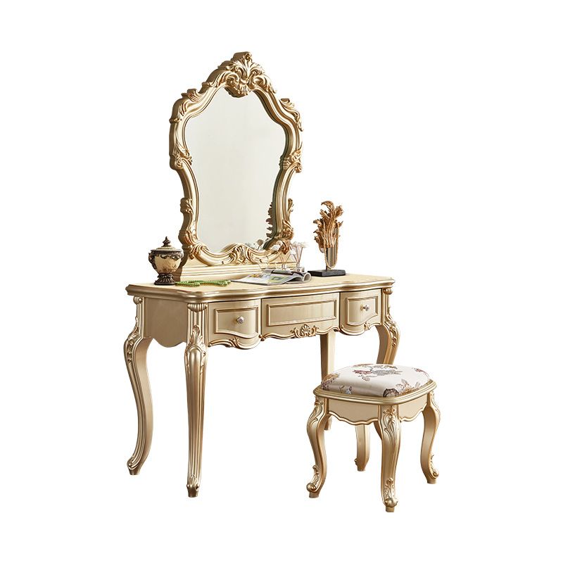 19" Wide Victorian Make-up Vanity Wooden Dressing Table with Mirror