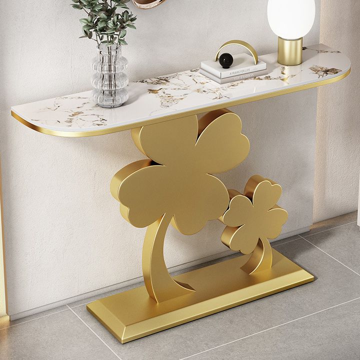 Glam Half Moon Console Table Scratch Resistant Accent Table for Hall