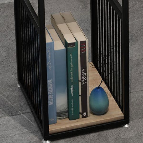 Natural Finish Solid Wood Top Bar Table Contemporary Metal Frame Pub Table